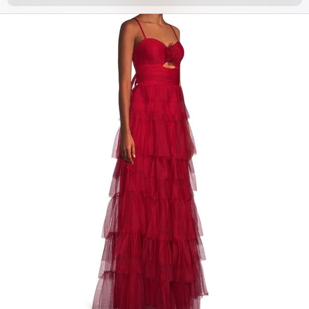 Blondie Nites Red Tiered Maxi Dress for Cocktail